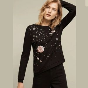 Anthropologie Postmark Stargazer Cosmic Galaxy  Embroidered rhinestones Az XL